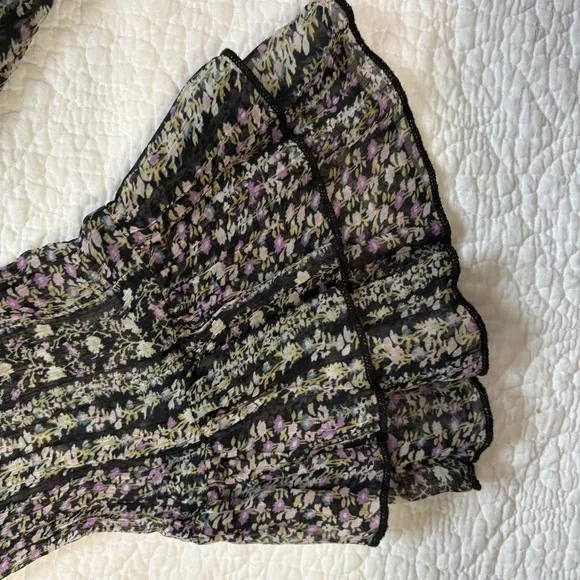 Sundance Sheer Floral Tunic Dress | Tiered Boho Peasant Top | Women’s XL - Picture 3 of 8